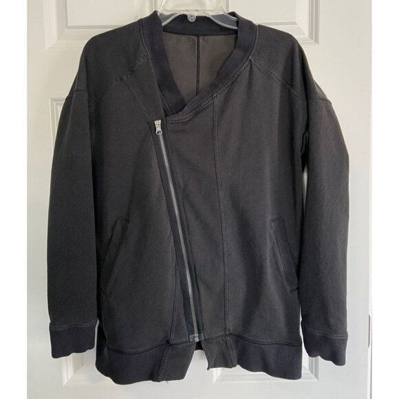 Lululemon Mula Bundle Wrap Black Asymmetrical Jacket Full Zip Moto Womens 6 or 8 - Picture 3 of 8